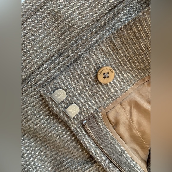 [SOLD] RENA Lange Camel Pinstripe Pure Wool Wide Leg Tailored Trousers size 8 M… - Picture 7 of 10